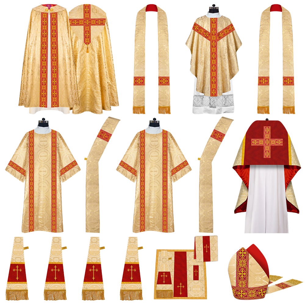 Gothic Highline Mass set Vestments with Adorned Woven Braids