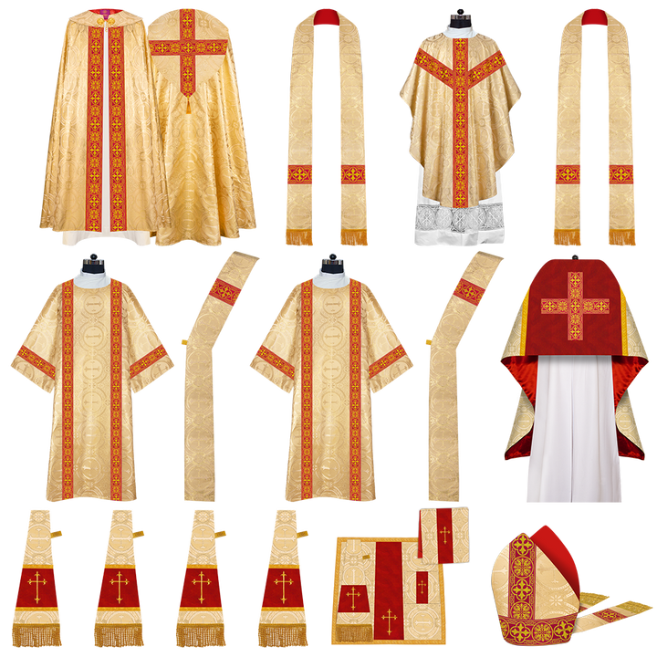 Gothic Highline Mass set Vestments with Adorned Woven Braids