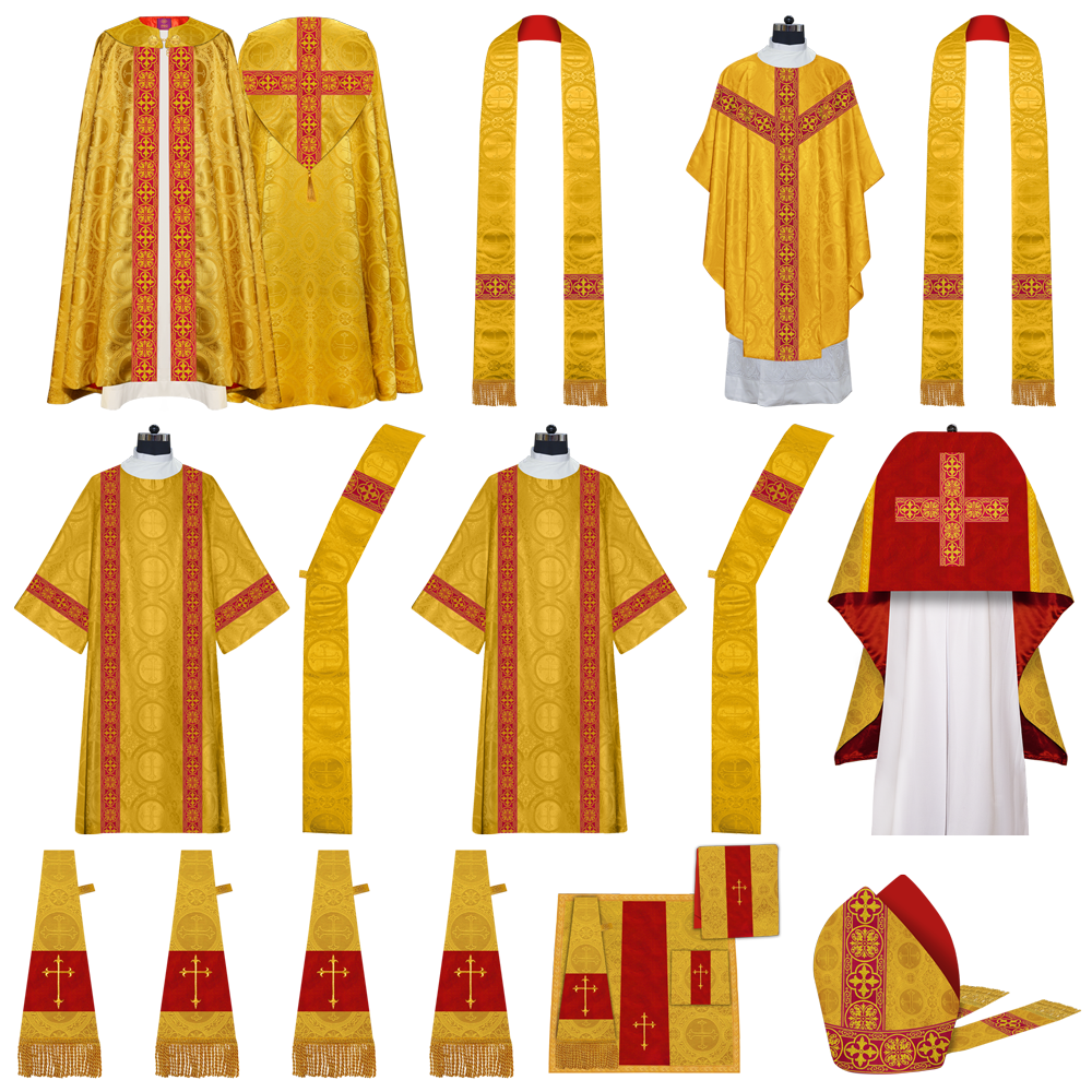 Gothic Highline Mass set Vestments with Adorned Woven Braids