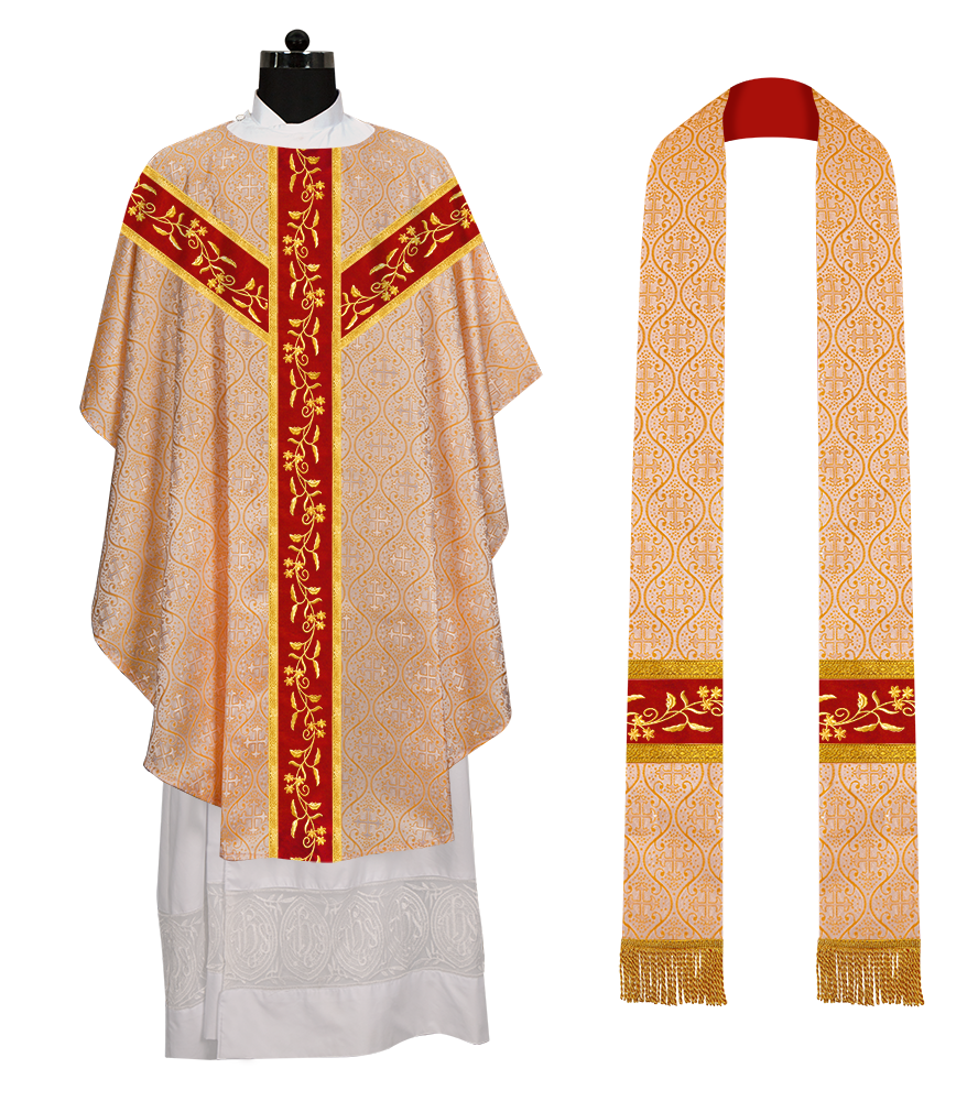 Gothic chasuble Vestment with Floral Design