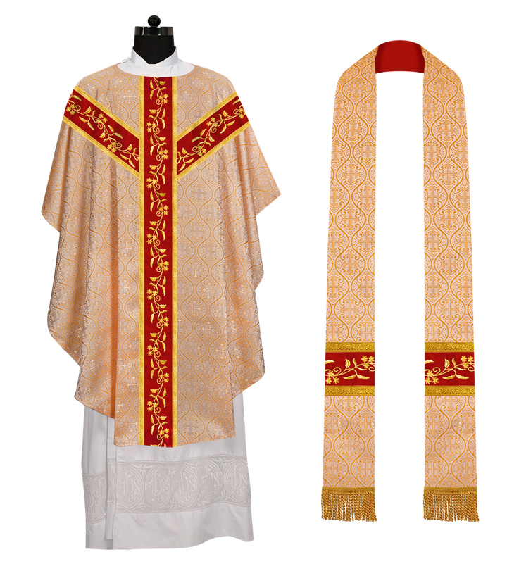 Gothic chasuble Vestment with Floral Design