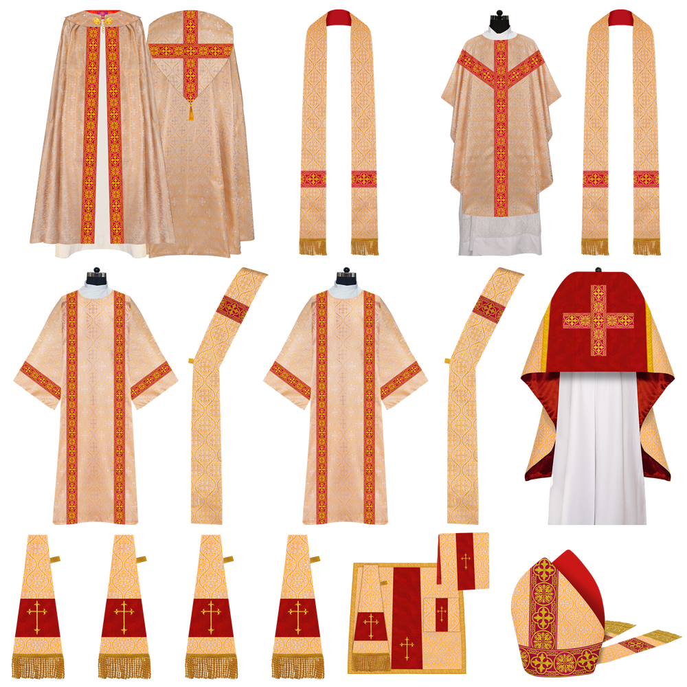 Gothic Highline Mass set Vestments with Adorned Woven Braids