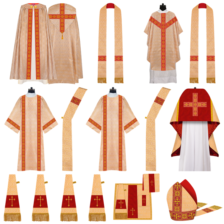 Gothic Highline Mass set Vestments with Adorned Woven Braids