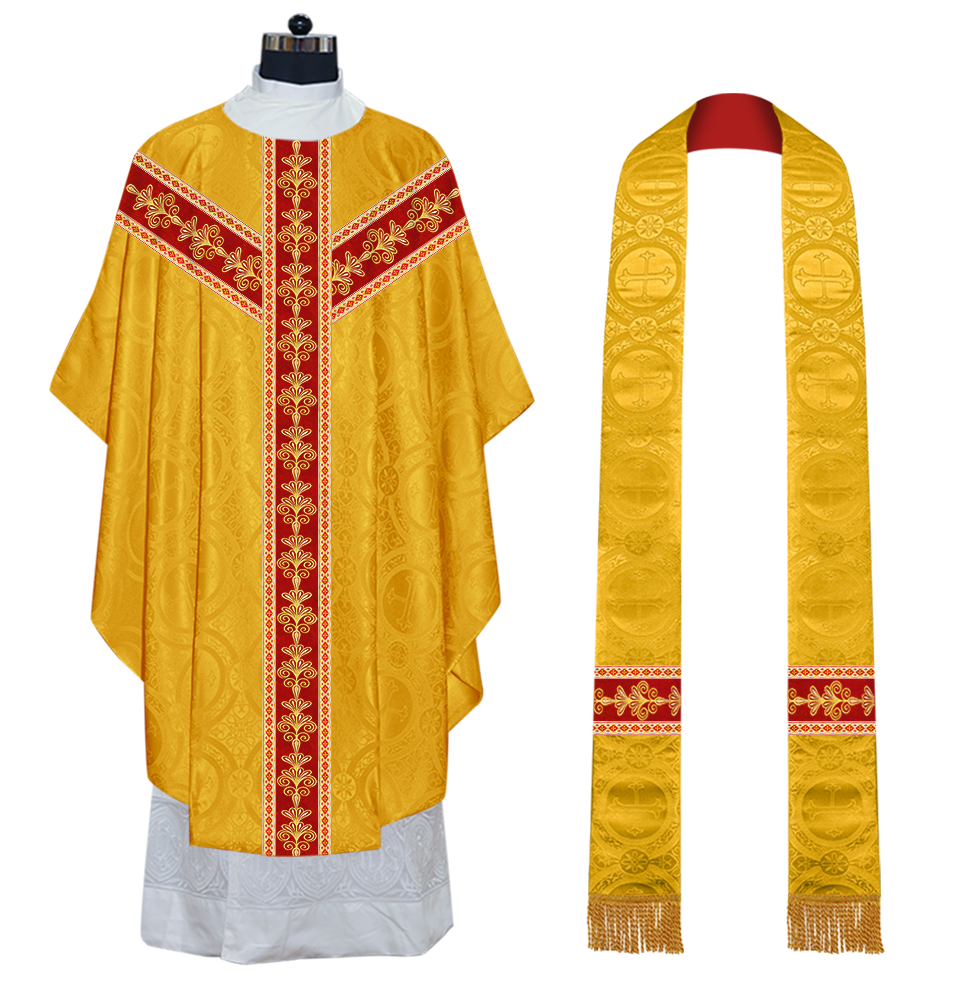 Gothic Chasuble Vestments With  Liturgical Motifs and Trims