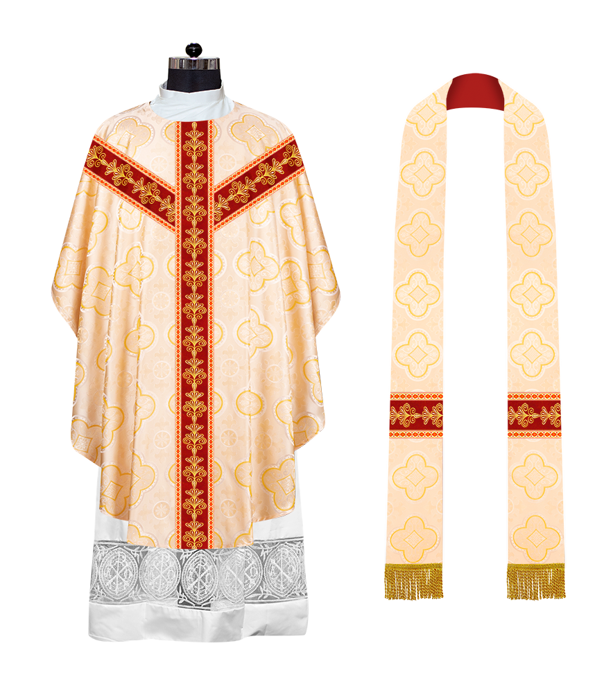 Gothic Chasuble Vestments With  Liturgical Motifs and Trims