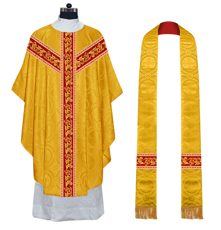 Gothic Chasuble Vestments With Ornate Embroidery And Trims