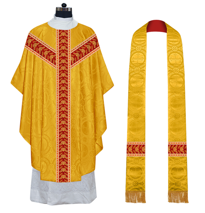 Gothic Chasuble Vestments With Ornate Embroidery And Trims