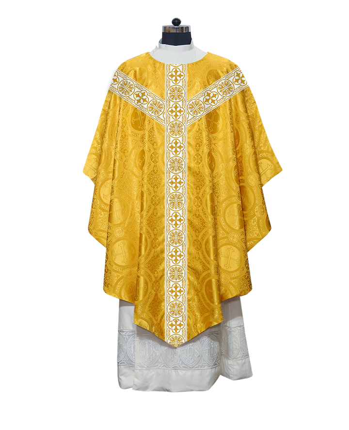 Traditional Pugin Style Chasuble Adorned with White Braids