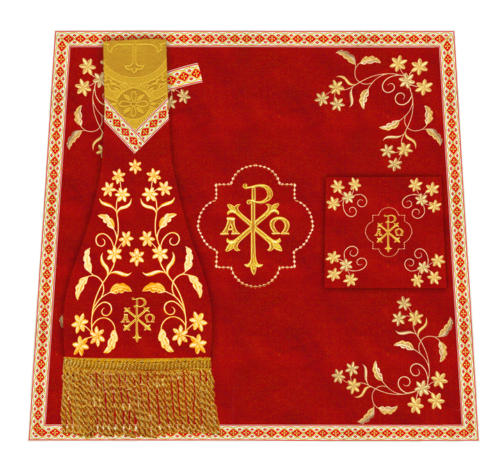 Roman Chasuble Vestment With Floral Design and Trims