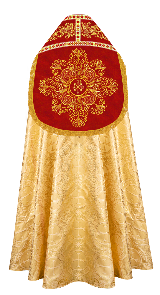 Roman Cope Vestment with Spiritual Motif and Adorned Embroidery