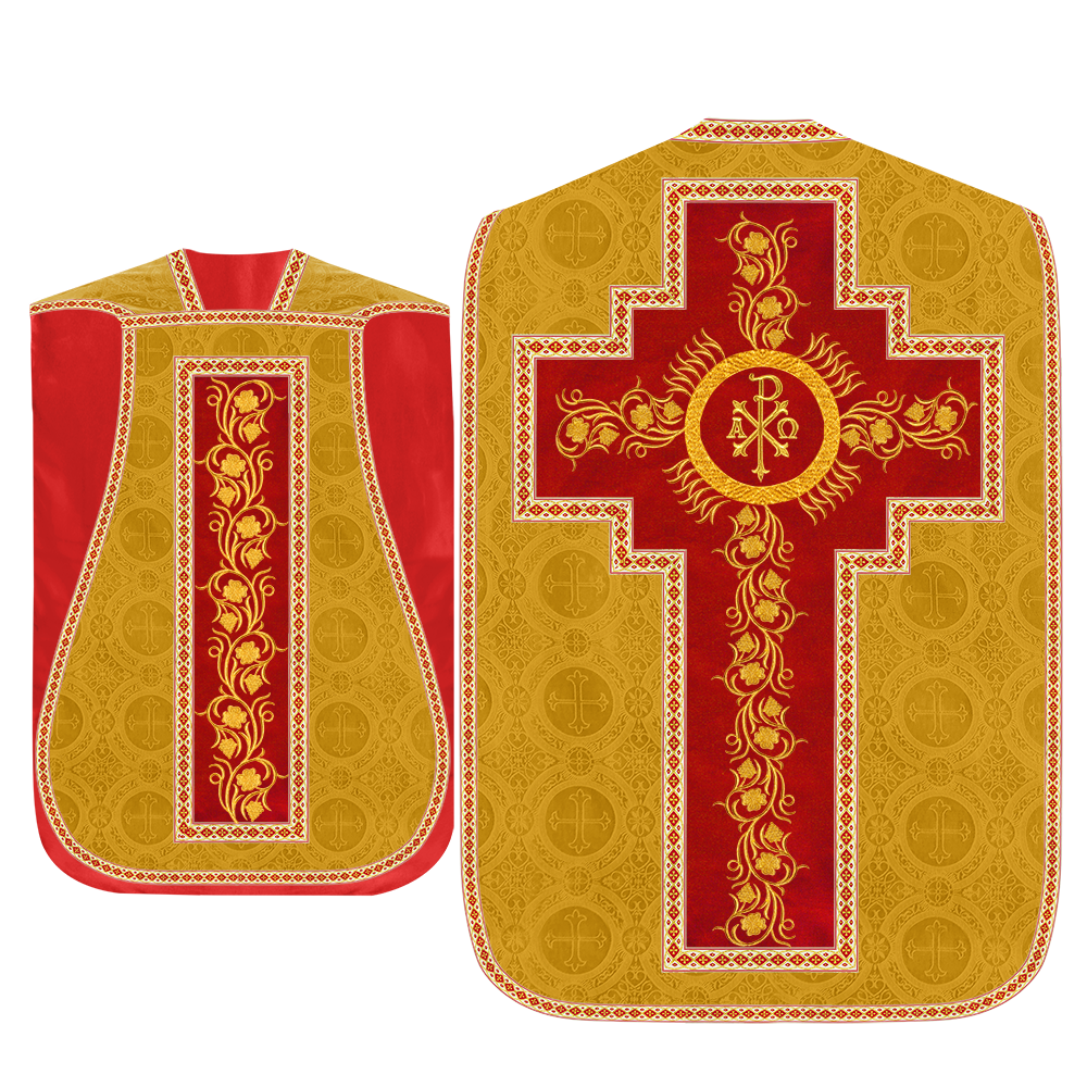 Roman Chasuble Vestment With Grapes Embroidery and Trims