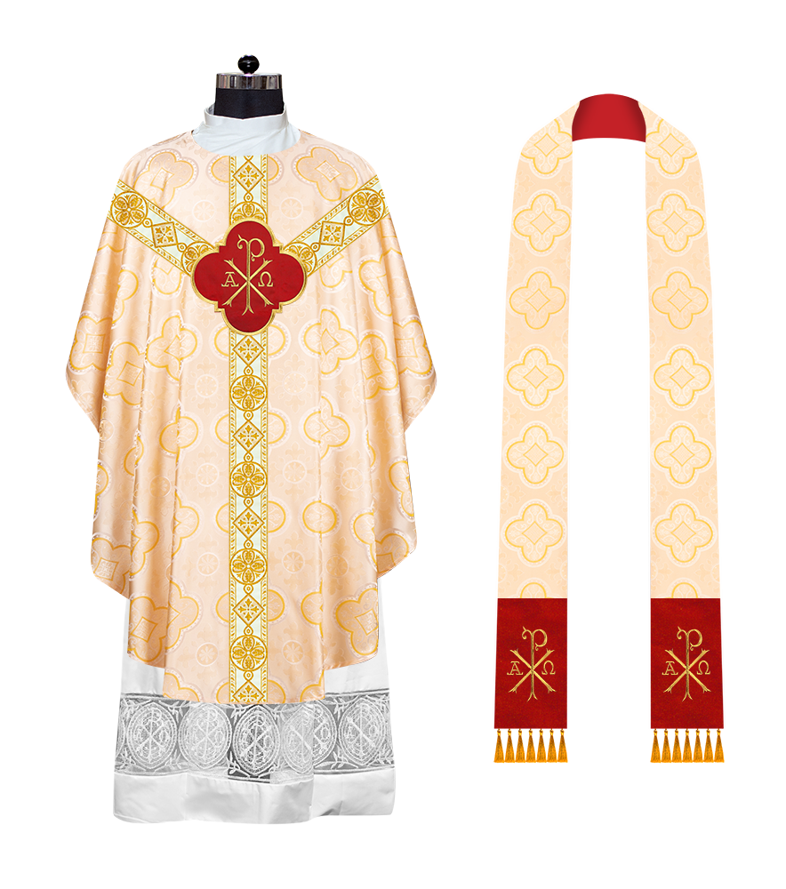 Gothic Chasuble Vestment with Motif and Trims