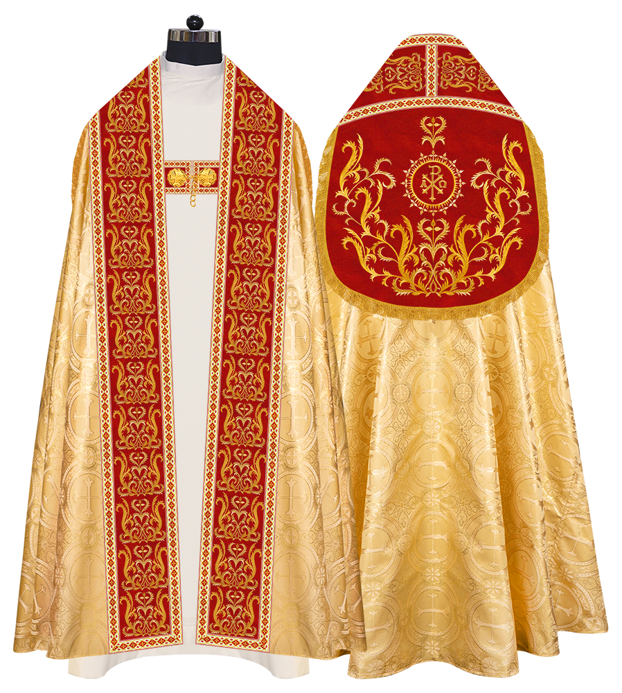 Roman Cope Vestment with Braid Embroidered Orphrey