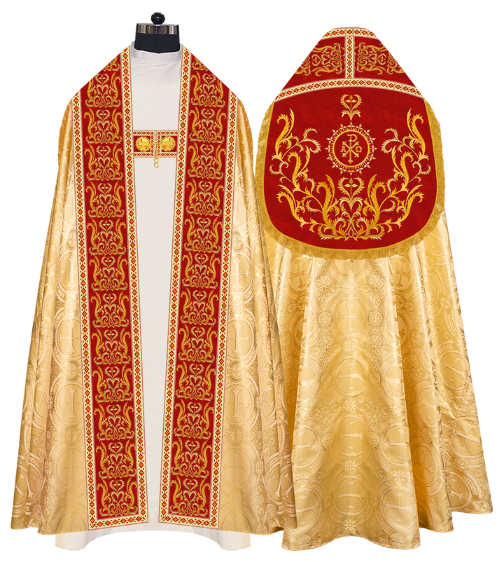 Roman Cope Vestment with Braid Embroidered Orphrey