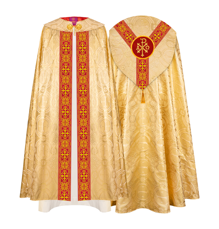 Gothic Cope Vestment with Y Type Braided Trims and Motifs