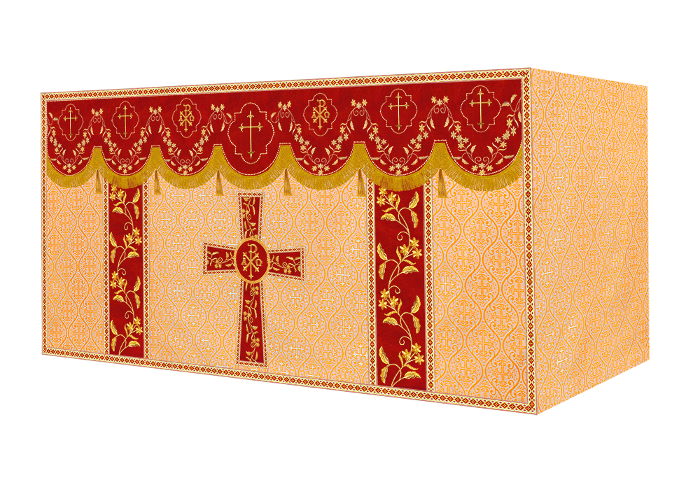 Altar Table Cloth With Floral Embroidery trims