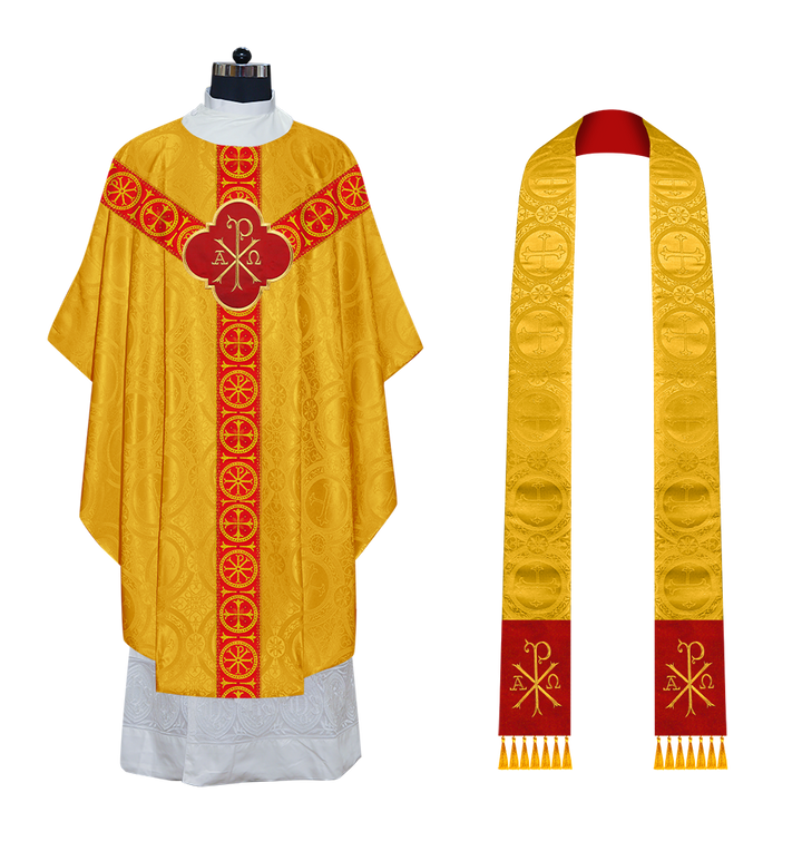 Gothic Chasuble Vestment with Y type braided orphrey