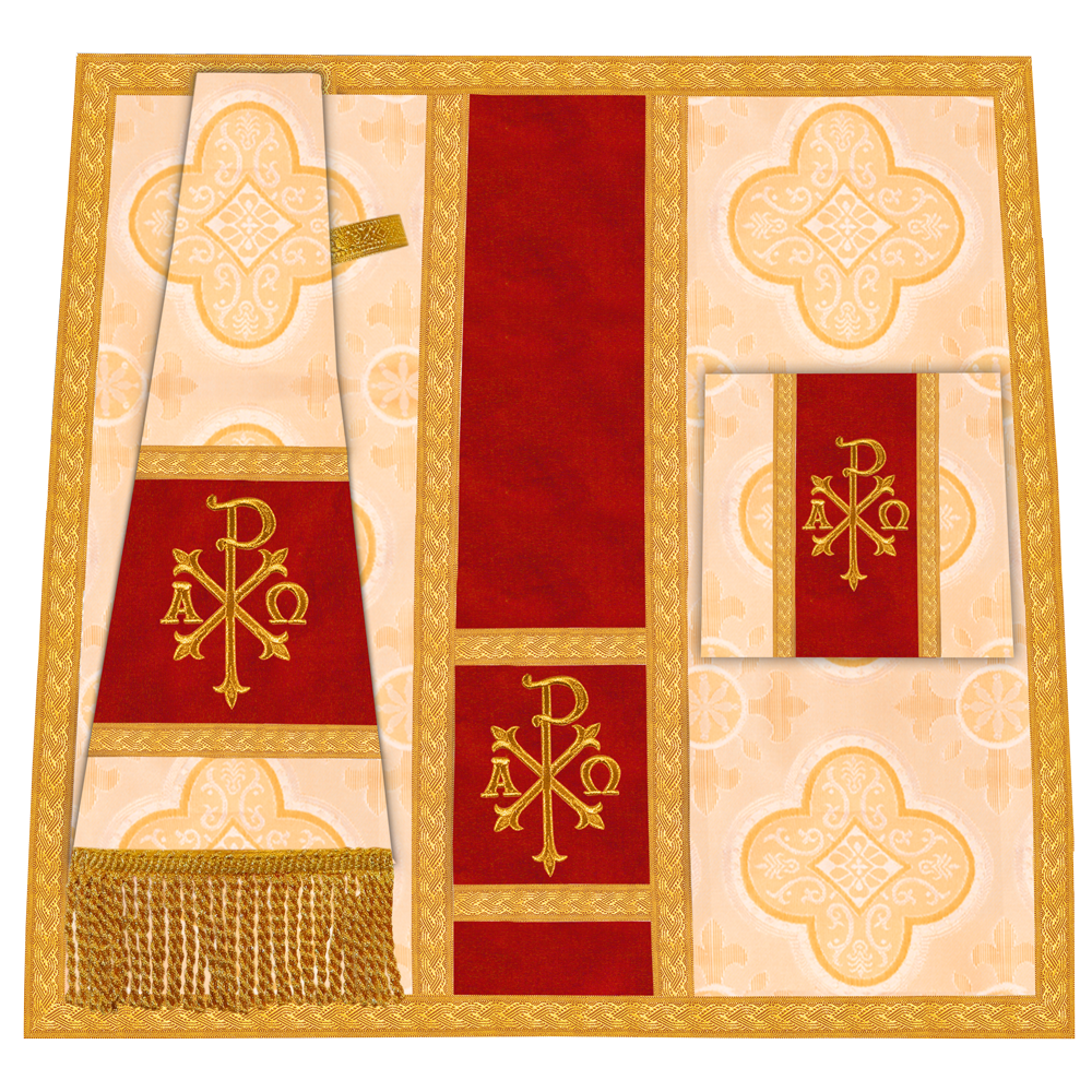 Fiddleback Vestment with Motif and woven Braided Trims