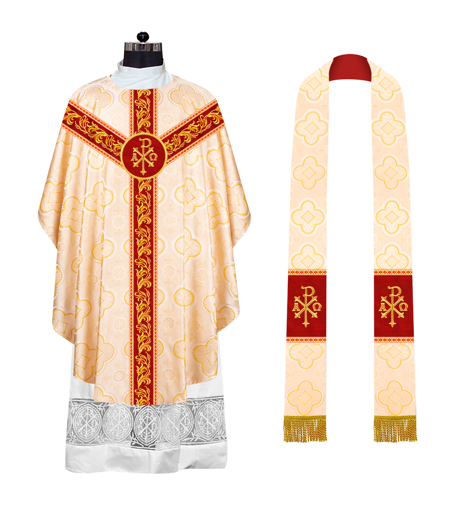 Gothic Chasuble Vestments With Ornate Embroidery And Trims