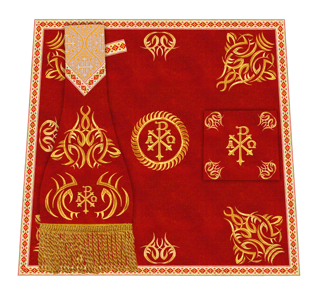 Set of Four Roman Chasuble with Embroidered Trims