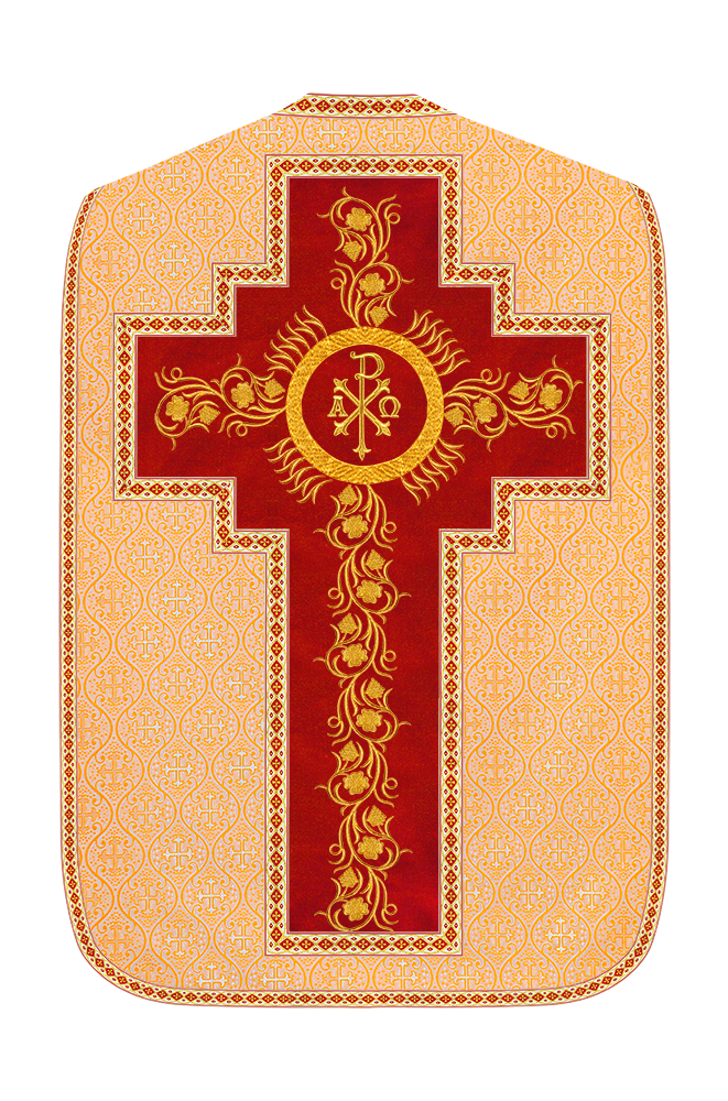 Roman Chasuble Vestment With Grapes Embroidery and Trims