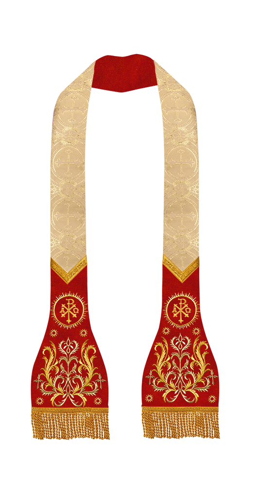 Set of 4 Catholic Stole with Embroidery Motif