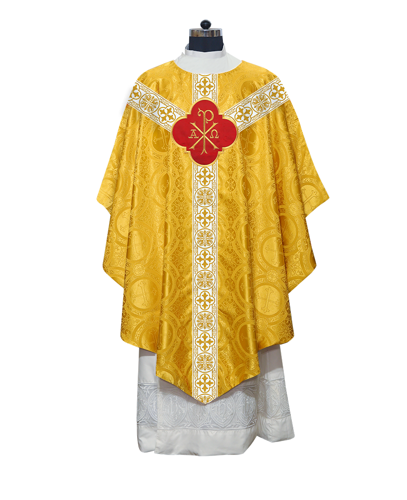 Pugin Chasuble Adorned with Exquisite White Braided Orphrey