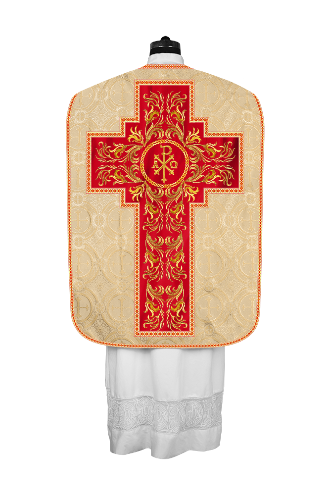 Roman Chasuble Vestment With Woven Braids and Trims