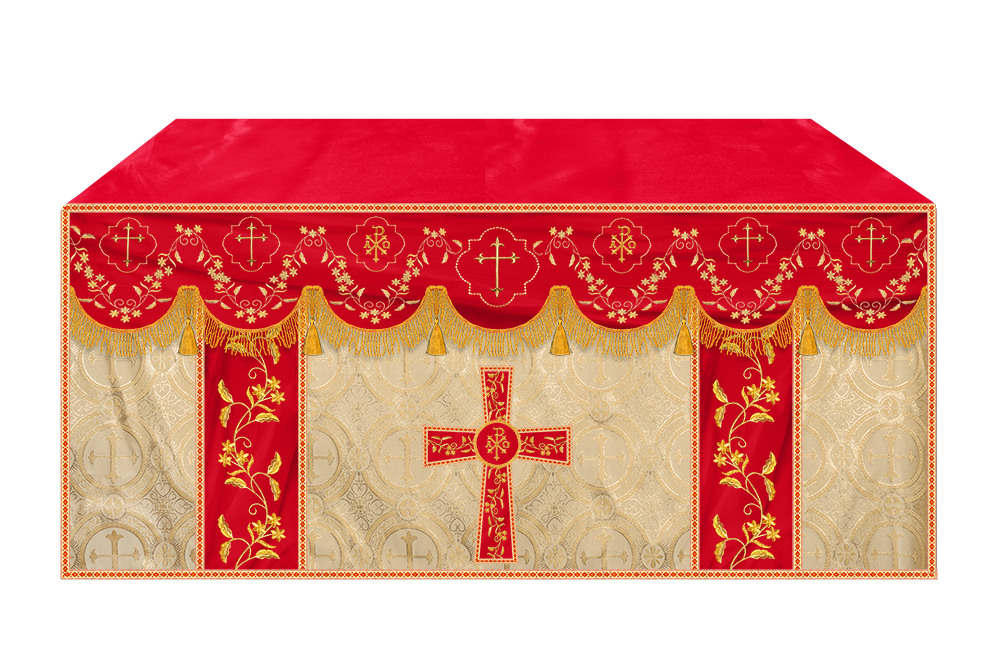 Altar Table Cloth With Floral Embroidery trims