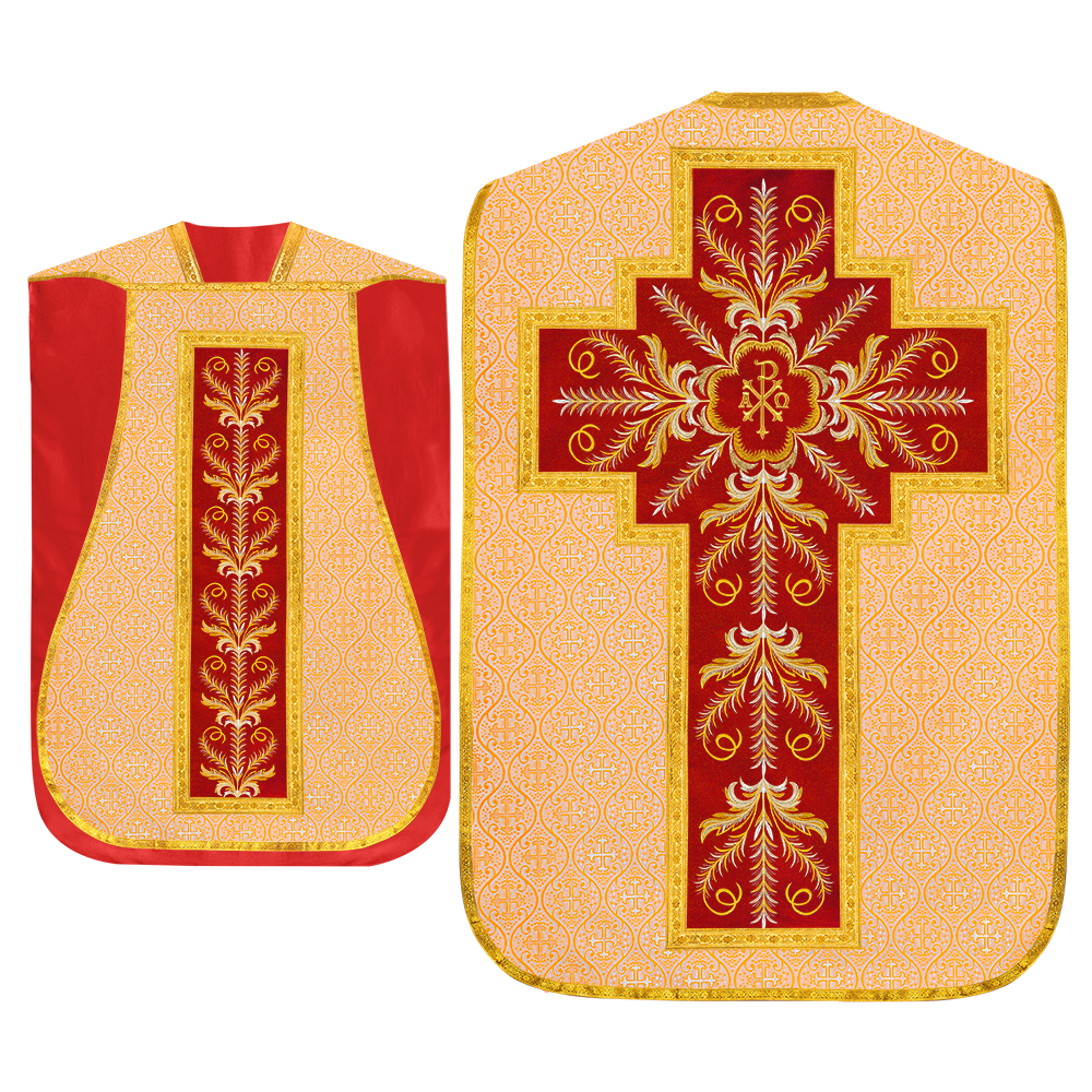 Set of Four Roman Chasuble with liturgical motifs