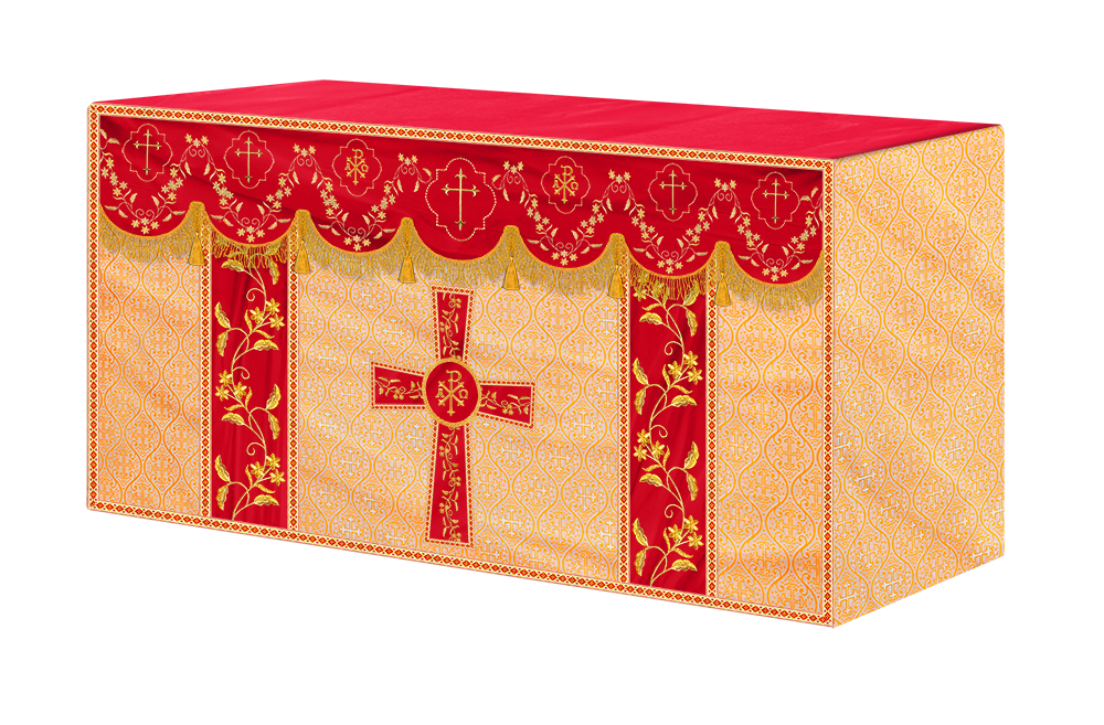 Altar Table Cloth With Floral Embroidery trims