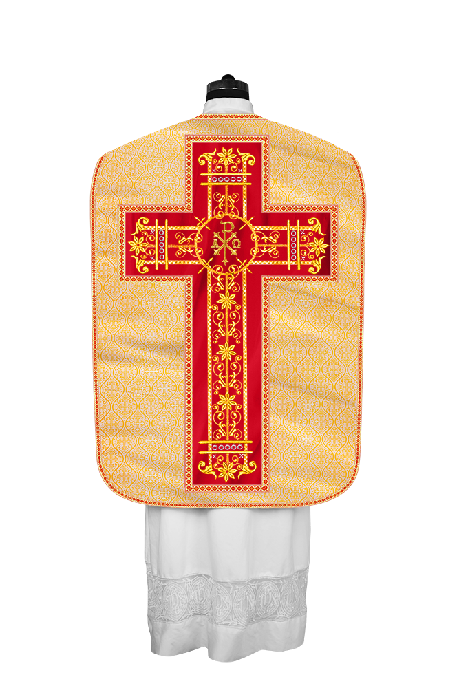 Roman Chasuble Vestment Enhanced With Orphrey and Trims