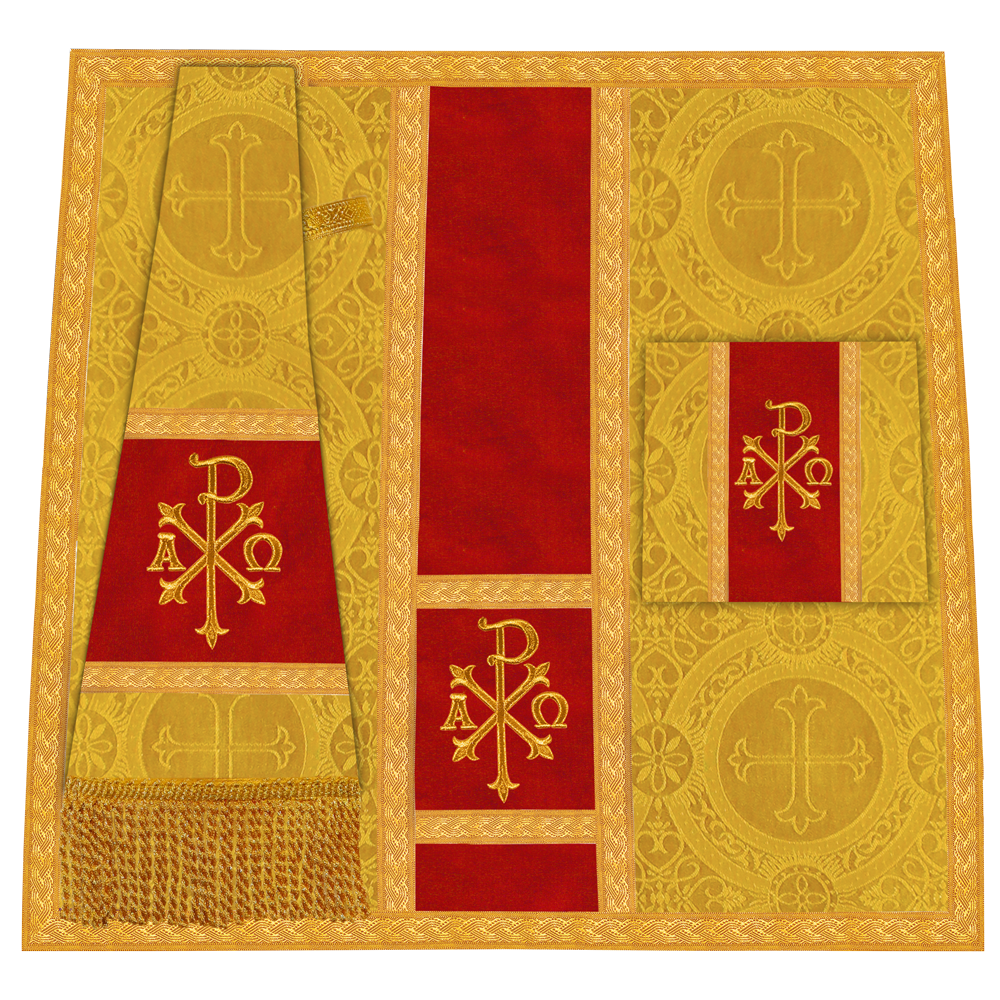 Fiddleback Vestment with Motif and woven Braided Trims