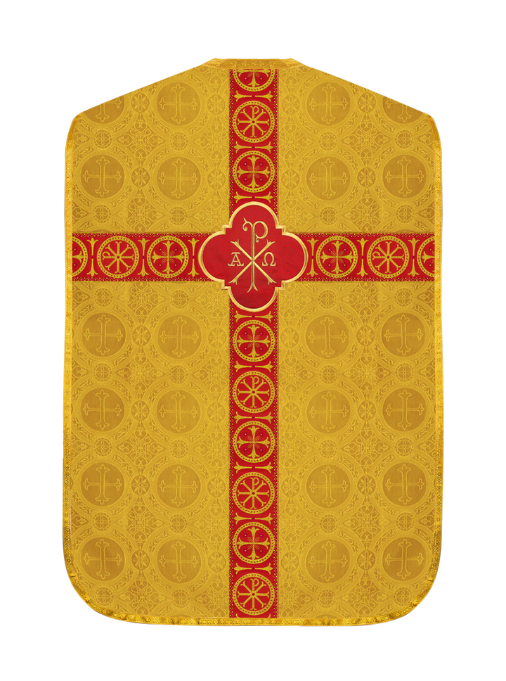 Roman Chasuble Vestment with Spiritual Motif and Ornate Braids