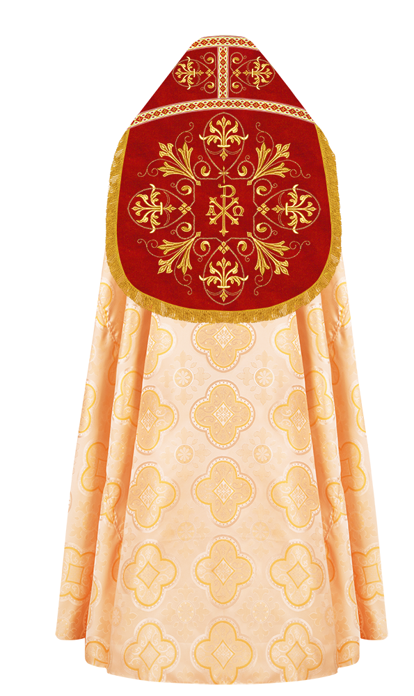 Embroidered Roman Cope Vestment with Braided Trims