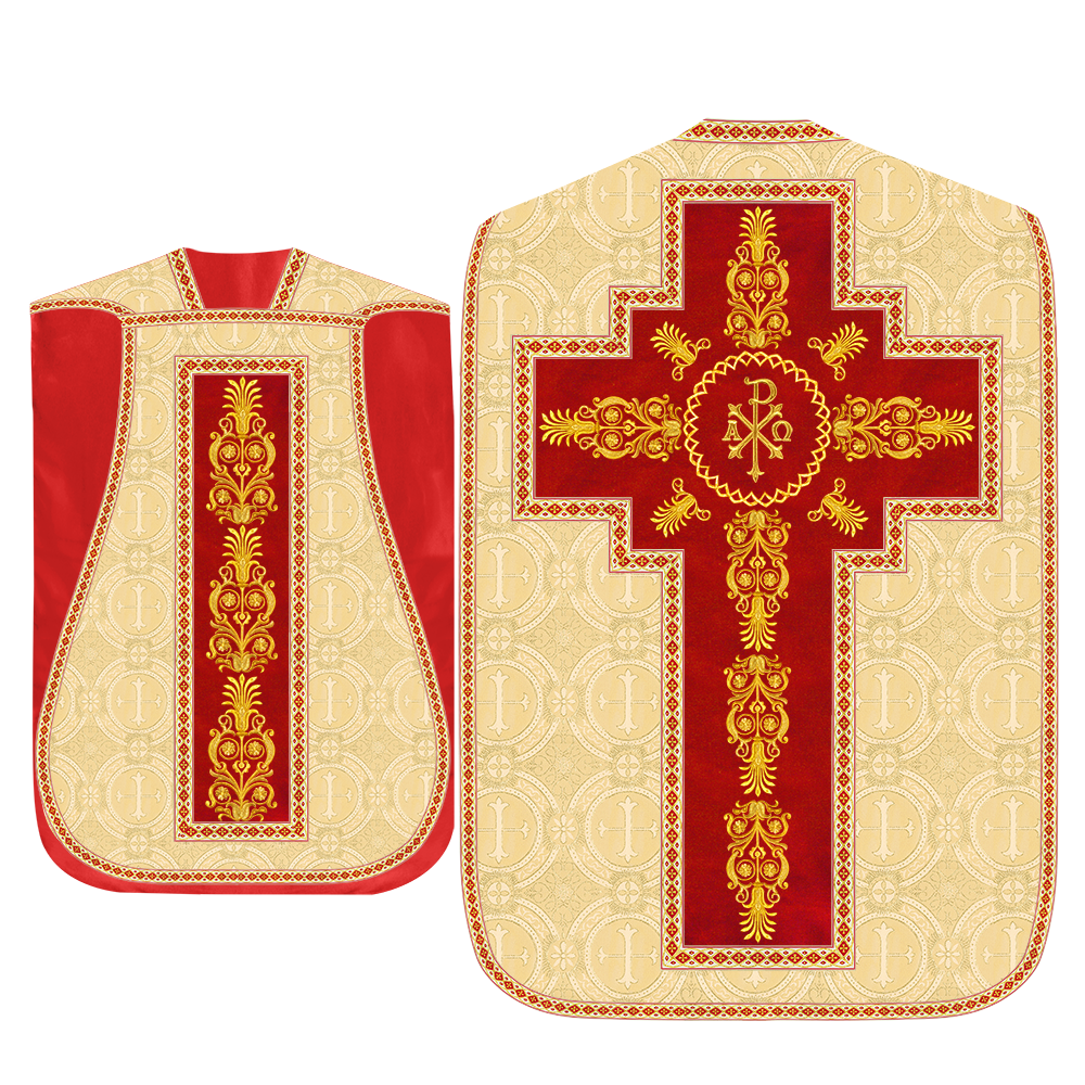 Roman Chasuble Vestments Adorned With Trims