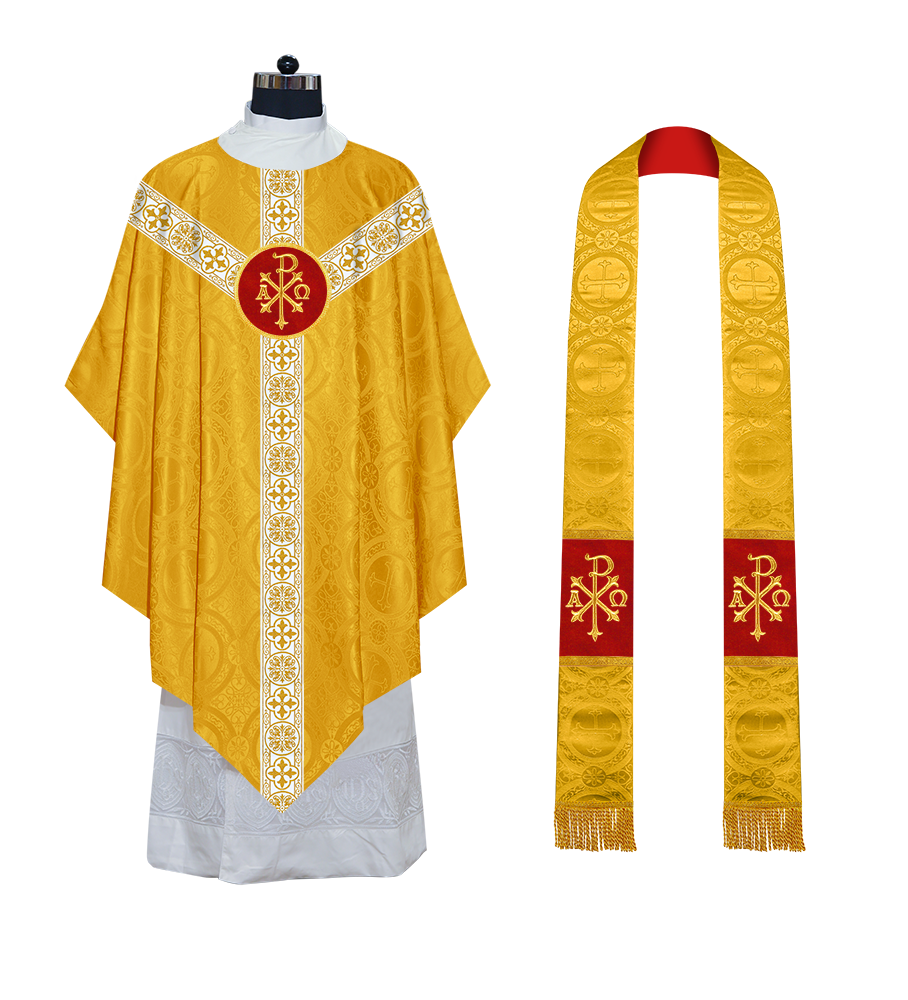 Traditional Pugin Style Chasuble Adorned with White Braids