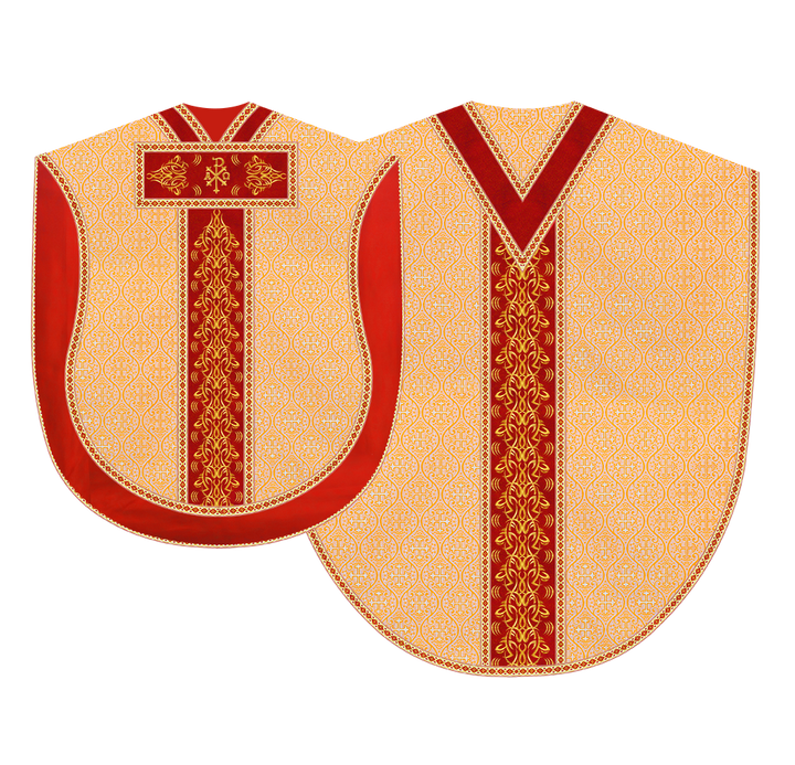 Borromean Chasuble Vestment With Braided Orphrey and Trims