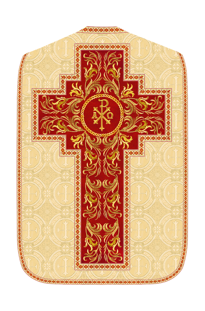 Roman Chasuble Vestment With Woven Braids and Trims