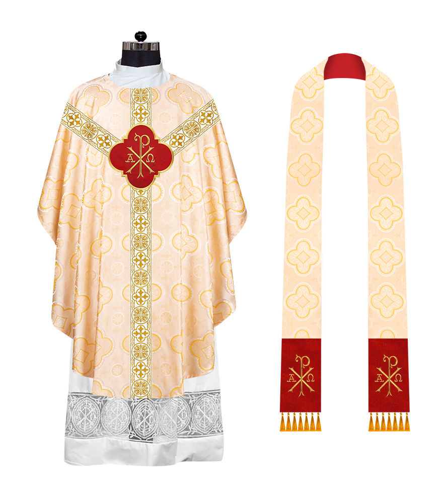 Gothic Chasuble with Embroidered Motif and Orphrey