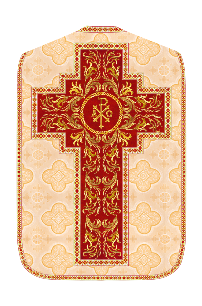 Roman Chasuble Vestment With Woven Braids and Trims