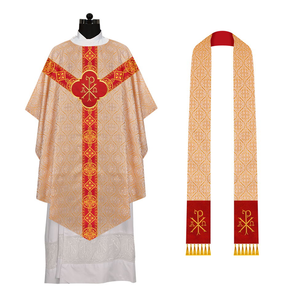 Pugin Chasuble with Intricate Embroidery and Orphrey Details