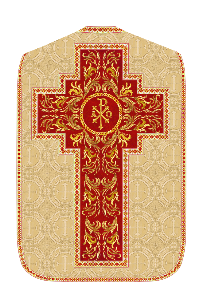 Roman Chasuble Vestment With Woven Braids and Trims