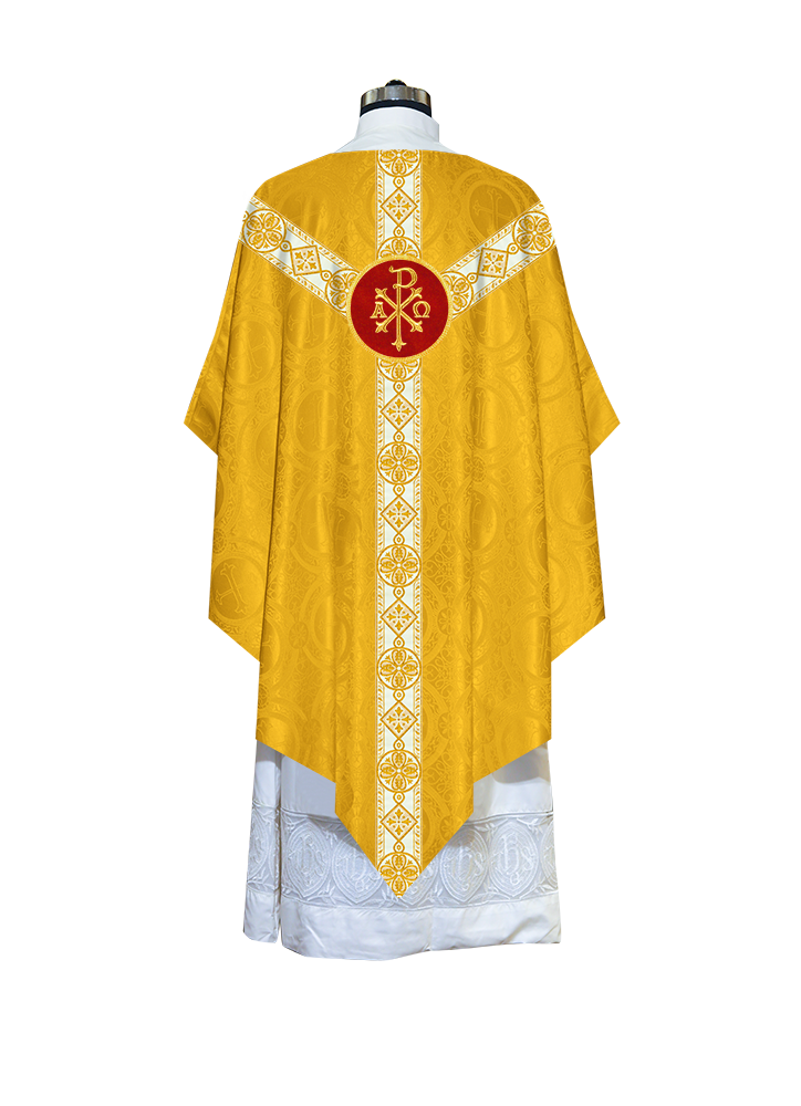 Traditional Pugin Style Chasuble Adorned with White Braids