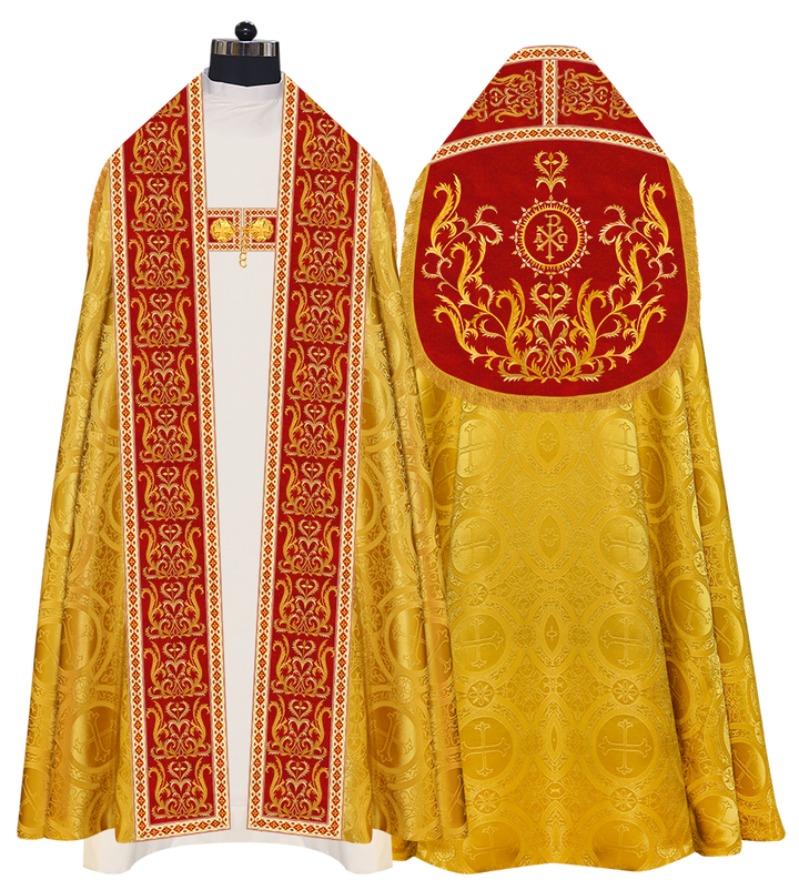 Roman Cope Vestment with Braid Embroidered Orphrey