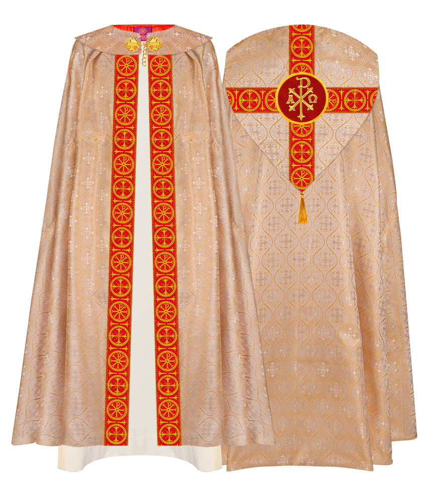 Gothic Cope Vestment with Cross Type Braided Motif