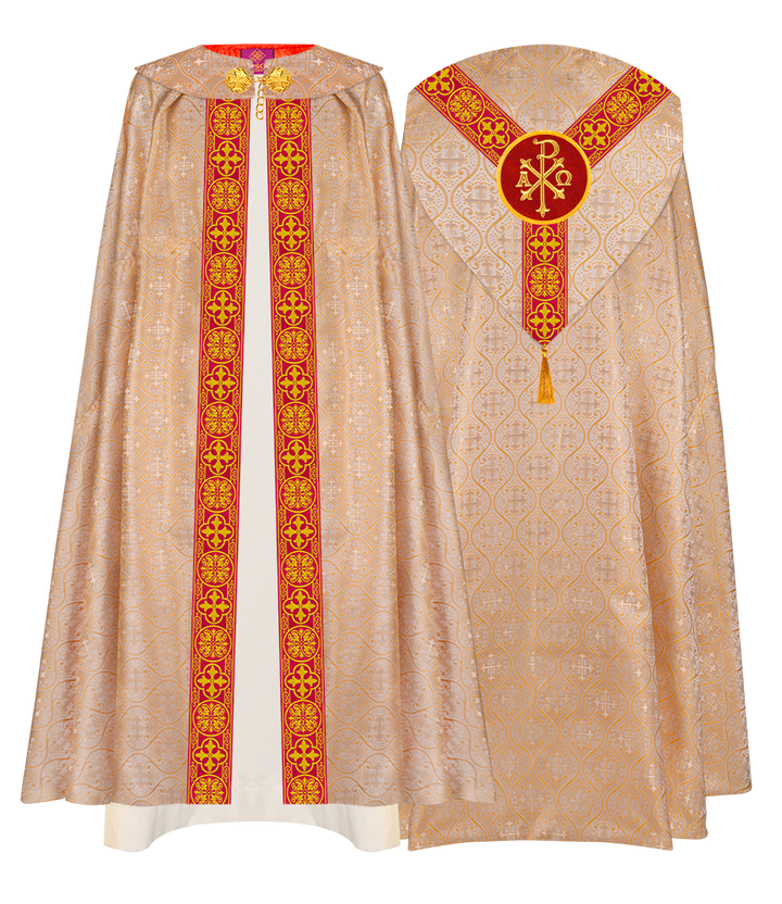 Gothic Cope Vestment with Y Type Braided Trims and Motifs