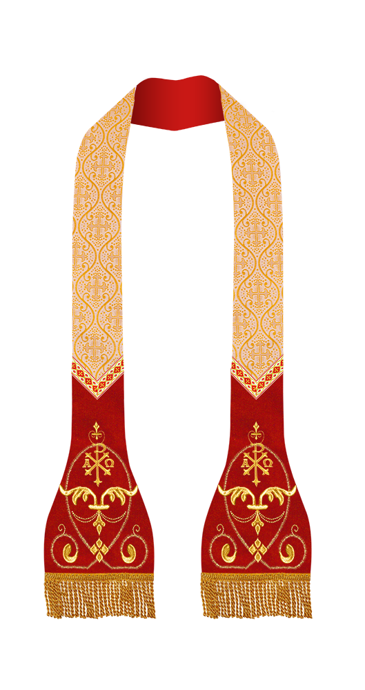 Set of Four Catholic Stole with Embroidered Trims