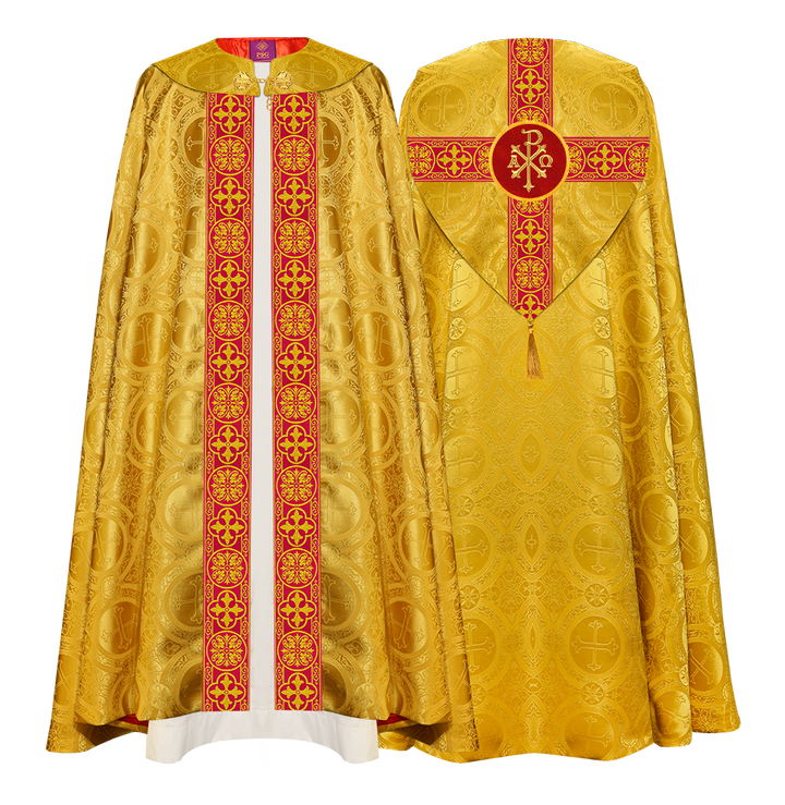 Gothic Cope Vestment with Cross type Braided Trims and motif