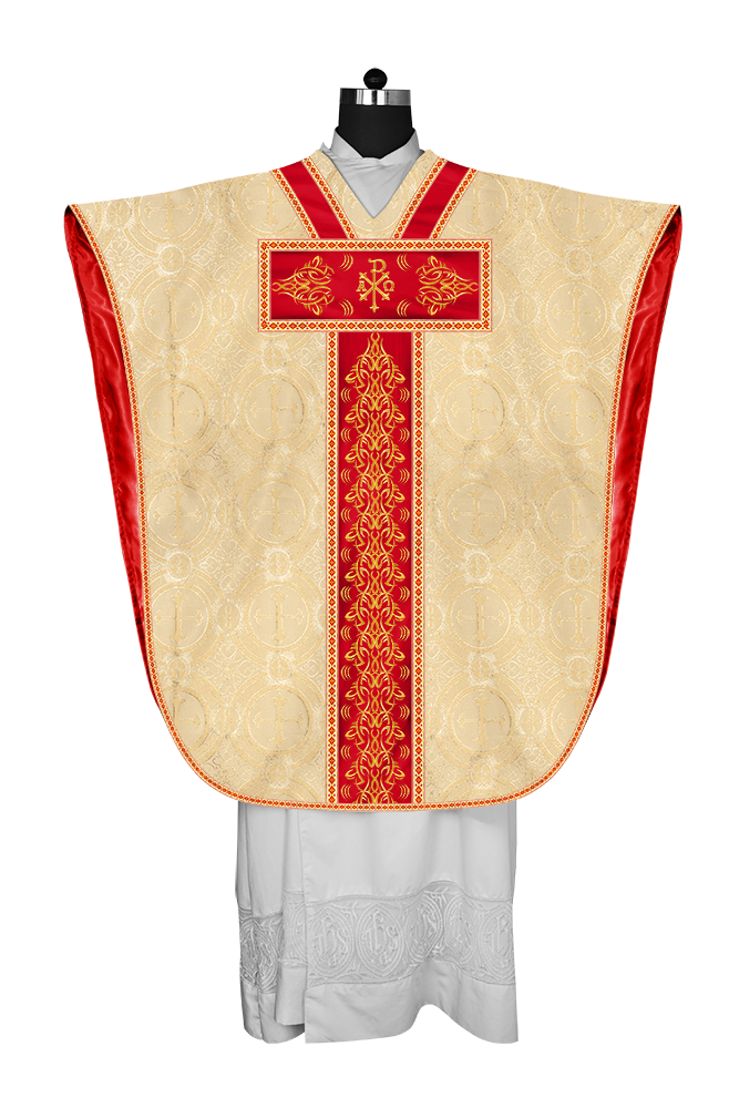 Borromean Chasuble Vestment With Braided Orphrey and Trims